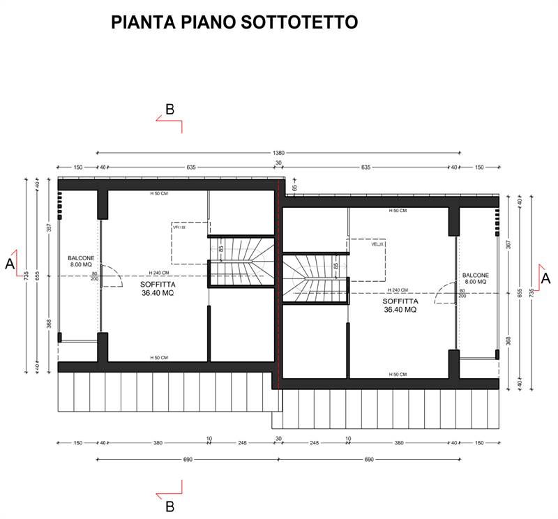 Planimetria piano secondo